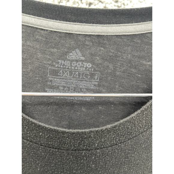 Men's Adidas 3 Stripes Logo Tee TShirt Black White Letters Size 4XL Pre Worn - Picture 3 of 12